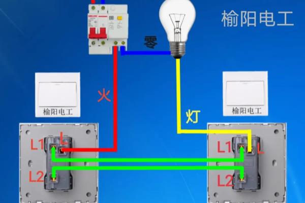 单联双控开关接线图解方法.
