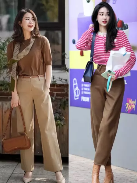 浅咖色裤子配什么颜色上衣好看女(1)