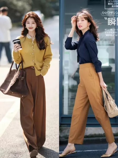 浅咖色裤子配什么颜色上衣好看女(5)