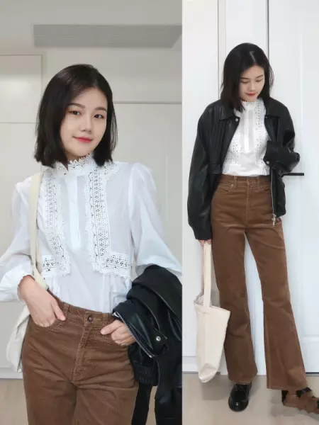 浅咖色裤子配什么颜色上衣好看女(8)
