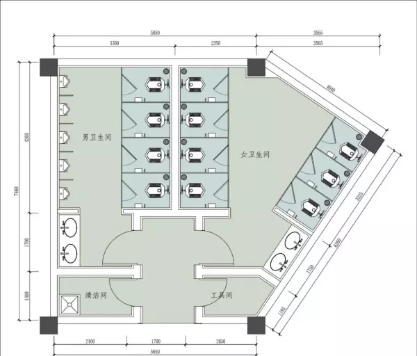 公共卫生间设计平面图怎么画图(14)
