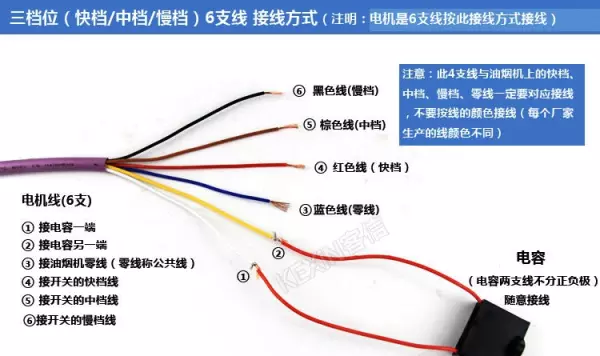 油烟机电机六抽头变速电机如何接线操作(6)