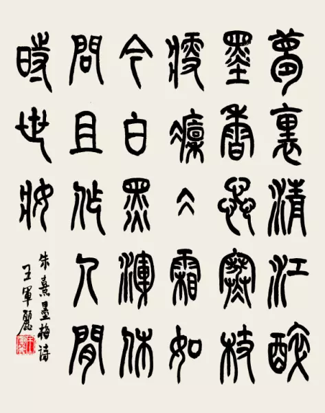 墙角树枝梅,凌寒独自开; 遥知不是雪,唯有暗香来书法(5)
