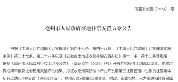 亳州论坛张良社区发布征收信息(2)