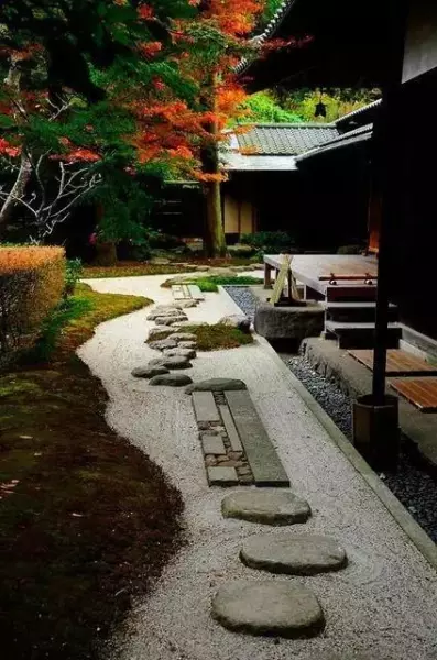步石和汀步在园林道路设计中很常用,两者的区别在于(7)